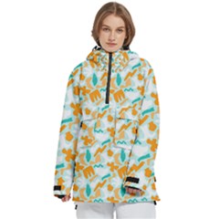 Design Pattern Seamless Tropical Women s Pullover Zip Ski And Snowboard Waterproof Breathable Jacket