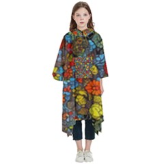 Mid Century Retro Floral 1970s 1960s Pattern 56 Kids  Hooded Rain Ponchos