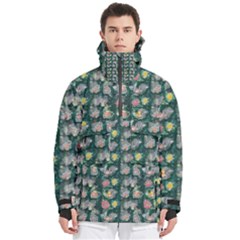 Mid Century Retro Floral 1970s 1960s Pattern 62 Men s Pullover Zip Ski And Snowboard Waterproof Breathable Jacket