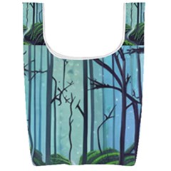 Nature Outdoors Night Trees Scene Forest Woods Light Moonlight Wilderness Stars Foldable Shopping Bag