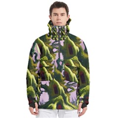 Outdoors Night Full Moon Setting Scene Woods Light Moonlight Nature Wilderness Landscape Men s Pullover Zip Ski And Snowboard Waterproof Breathable Jacket