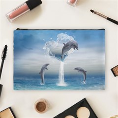 The Heart Of The Dolphins Cosmetic Bag (large)