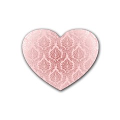 Luxury Pink Damask Drink Coasters (heart)