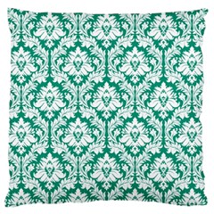 Emerald Green Damask Pattern Large Cushion Case (one Side)