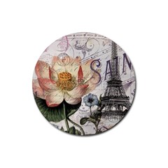 Vintage Paris Eiffel Tower Floral Drink Coaster (round)