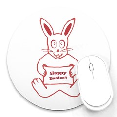 Cute Bunny Happy Easter Drawing I 8  Mouse Pad (round)