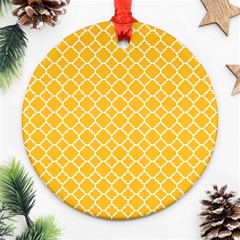 Sunny Yellow Quatrefoil Pattern Ornament (round)