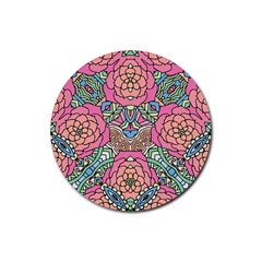 Petals, Carnival, Bold Flower Design Rubber Coaster (round)