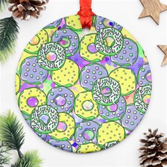 Donuts Pattern Round Ornament (two Sides)