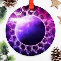 Beautiful Violet Nasa Deep Dream Fractal Mandala Round Ornament (two Sides)