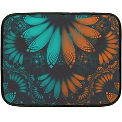 Beautiful Teal And Orange Paisley Fractal Feathers Fleece Blanket (mini)