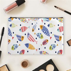 Love Fish Seaworld Swim Blue White Sea Water Cartoons Rainbow Cosmetic Bag (large) 