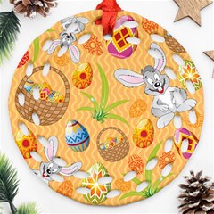 Easter Bunny And Egg Basket Ornament (round Filigree)