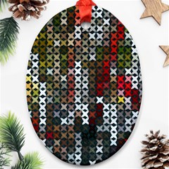 Christmas Cross Stitch Background Ornament (oval)