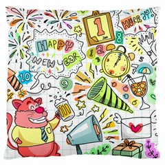 Doodle New Year Party Celebration Large Cushion Case (one Side)