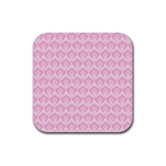 Damask Pink Rubber Coaster (square) 