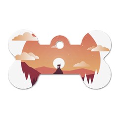 Design Art Hill Hut Landscape Dog Tag Bone (one Side)