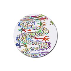 Dragon Asian Mythical Colorful Rubber Coaster (round) 