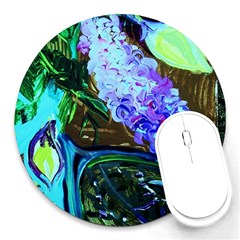 Lilac And Lillies 1 Round Mousepads