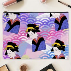 Japanese Abstract Blue Cosmetic Bag (xxxl)