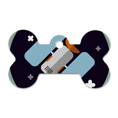 Satellite Machine Space Dark Dog Tag Bone (one Side)