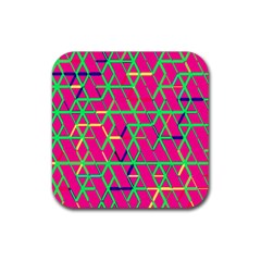Abstrait Neon Rose Rubber Coaster (square) 