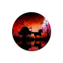 Drive In The Night By Carriage Rubber Coaster (round) 