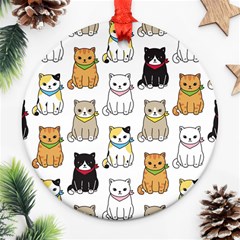 Cat Kitten Seamless Pattern Ornament (round)