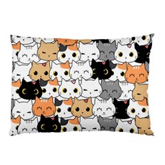 Cute Cat Kitten Cartoon Doodle Seamless Pattern Pillow Case (two Sides)