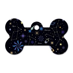 Starry Night  Space Constellations  Stars  Galaxy  Universe Graphic  Illustration Dog Tag Bone (one Side)