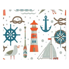 Nautical Elements Pattern Background Double Sided Flano Blanket (large) 