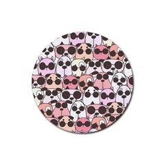 Cute Dog Seamless Pattern Background Rubber Coaster (round) 