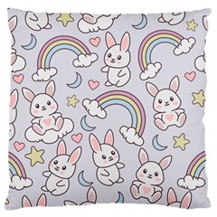 Seamless Pattern With Cute Rabbit Character Large Cushion Case (two Sides)