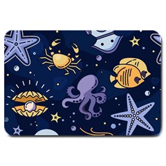 Marine Seamless Pattern Thin Line Memphis Style Large Doormat 