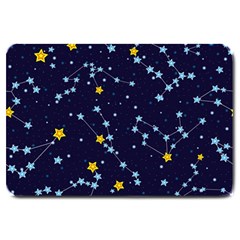 Seamless Pattern With Cartoon Zodiac Constellations Starry Sky Large Doormat 