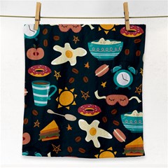 Seamless Pattern With Breakfast Symbols Morning Coffee Face Towel