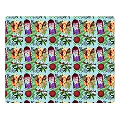 Purple Glasses Girl Pattern Blue Double Sided Flano Blanket (large) 