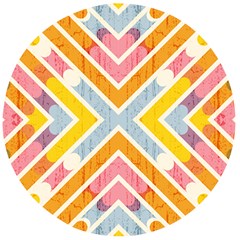 Line Pattern Cross Print Repeat Wooden Bottle Opener (round)