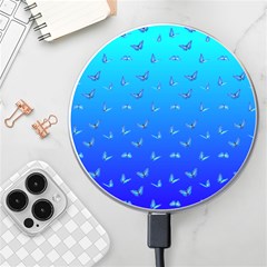 Butterflies At Blue, Two Color Tone Gradient Wireless Charger