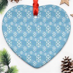 Snowflakes, White Blue Heart Ornament (two Sides)