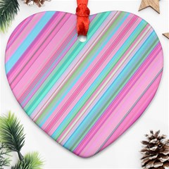 Background-lines Pink Heart Ornament (two Sides)