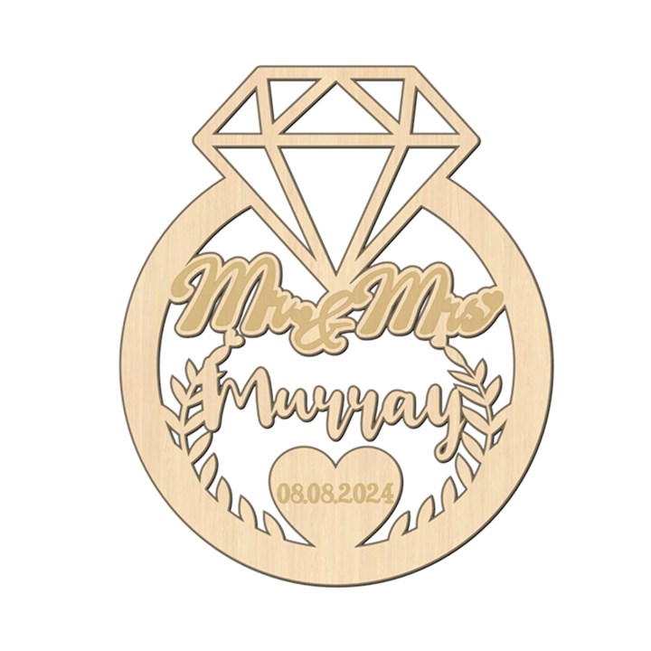 Personalized Christmas Diamond Ring Wood Ornament