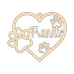 Personalized Paw Prints Heart Wood Ornament Front