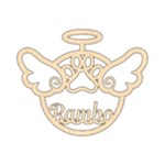 Personalized Paw Print Angel with Wings Wood Ornament Front