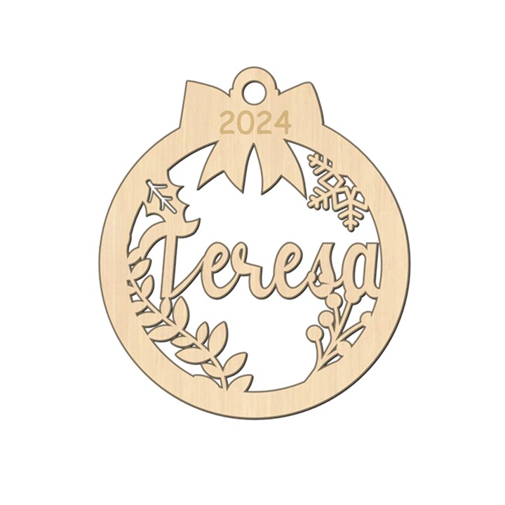 Personalized Big Ribbon with Leaf Oval Wood Ornament