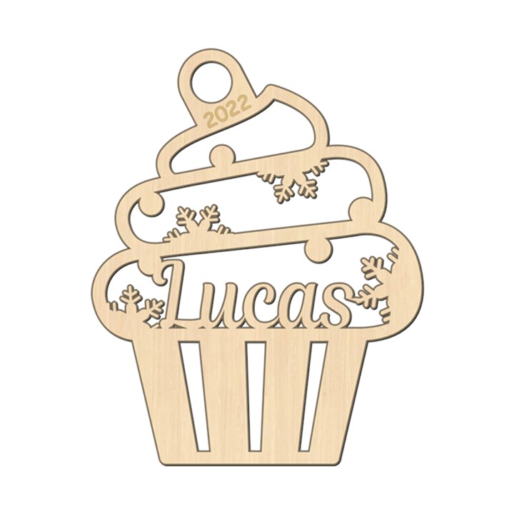 Personalized Christmas Cup Cake Wood Ornament