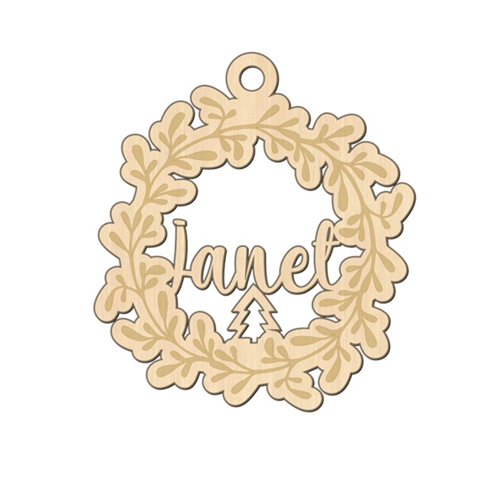 Personalized Xmas Wreath Wood Ornament