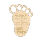  Personalized New Baby Print Foot  Wood Ornament Front