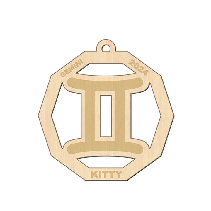 Personalized Zodiac Sign Gemini Wood Ornament