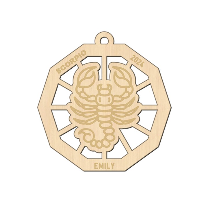 Personalized Zodiac Symbols Scorpio Wood Ornament